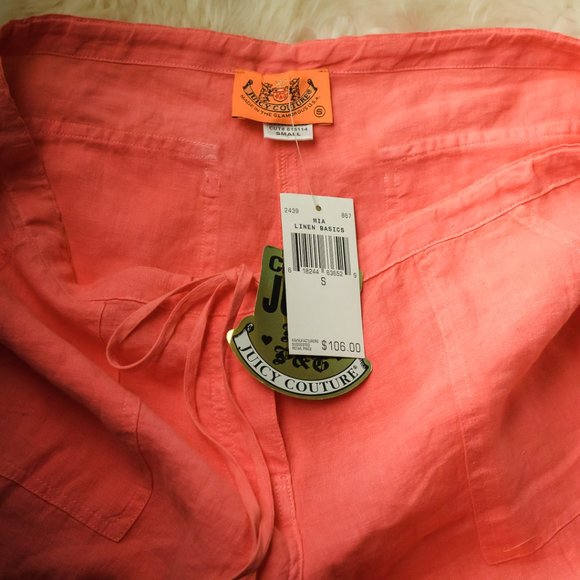 Juicy Couture S Mia Linen Straight Leg Pants NWT - Picture 4 of 4